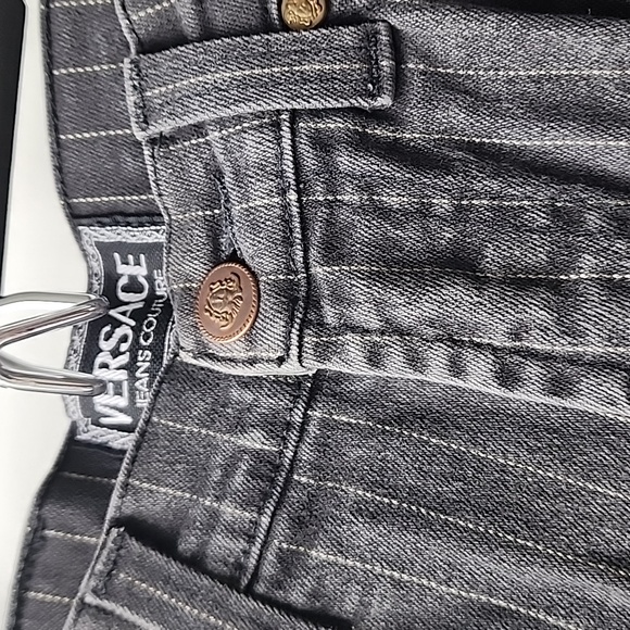 Vintage Versace Jeans Couture Pinstripe High Waisted Jeans - Picture 4 of 11
